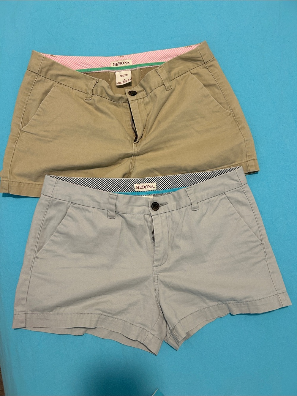 Merona Women's Chino Shorts Duo - Tan and Light Gray